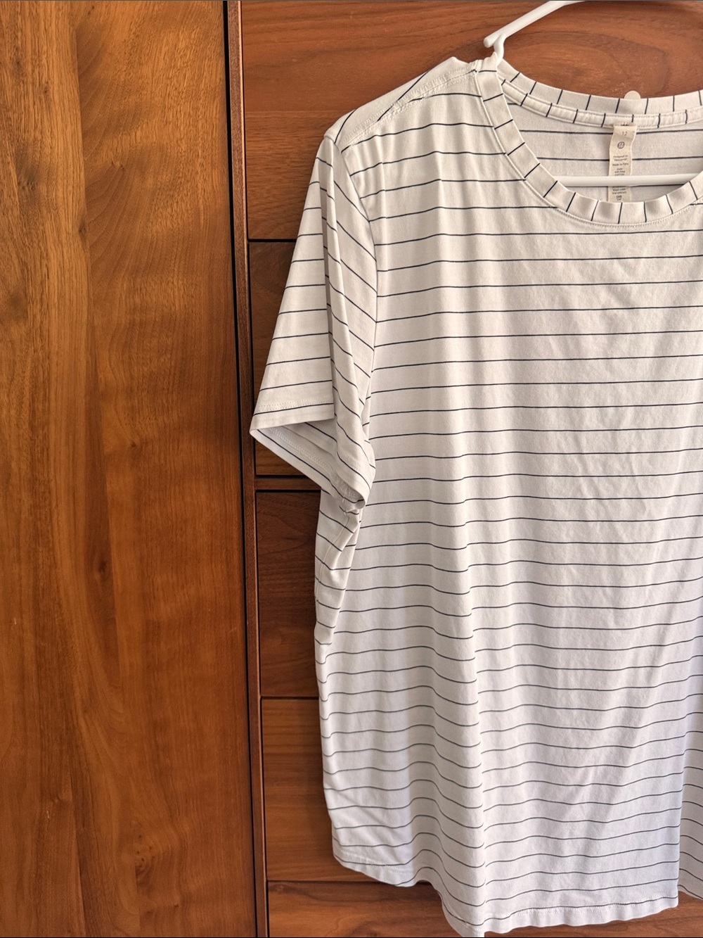 lululemon athletica White Tee with Thin Black Stripes - Picture 3 of 4